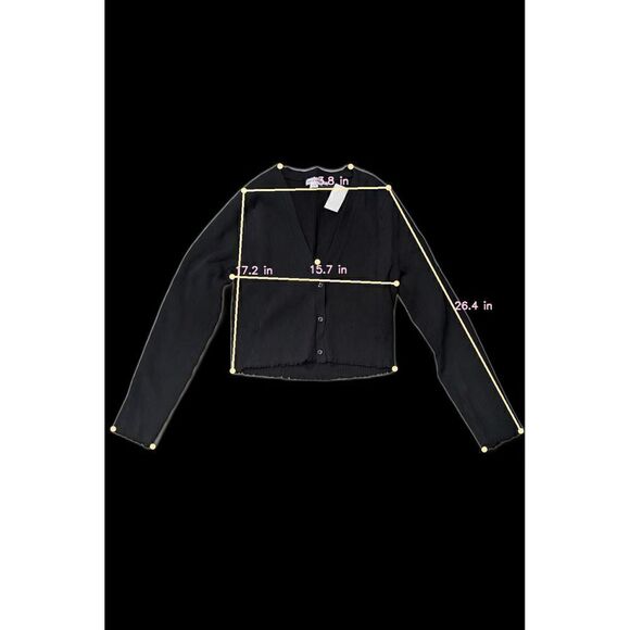 Good American Lettuce Edge Top Cardigan Black Size 5/6 2X/3X - Picture 6 of 6